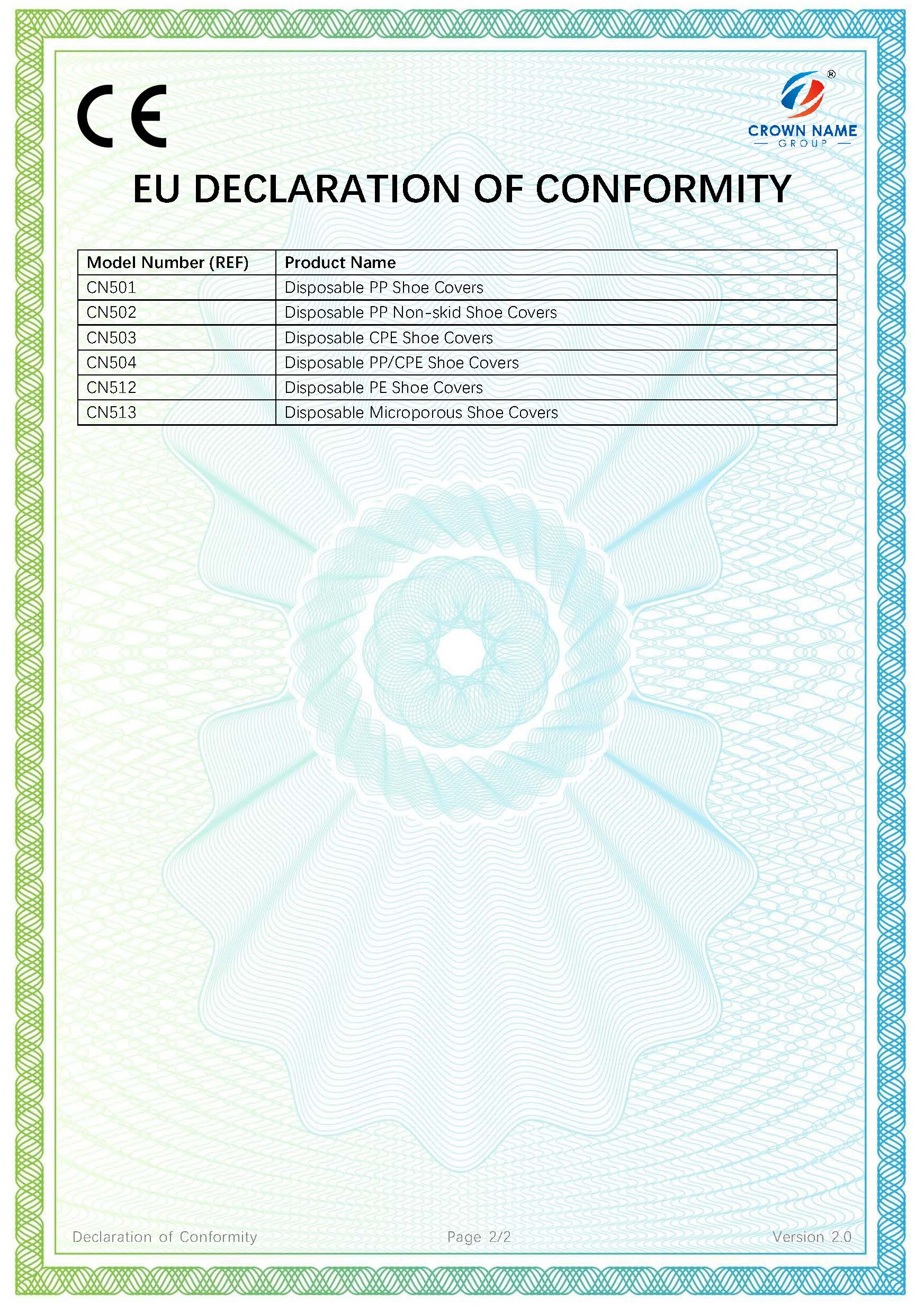 Declaration of Conformity Crown Name